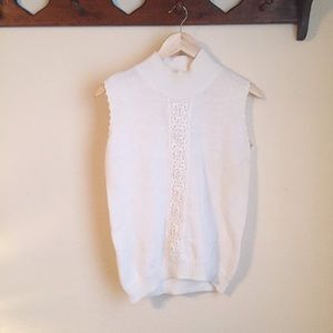 Vintage White Sleeveless Turtleneck